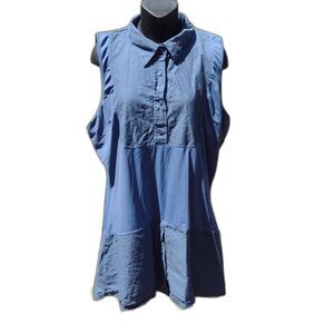 Undercover Agent by Kathleen Kirkwood Dictra-Ease Chambray Shirttail Top Size 2X